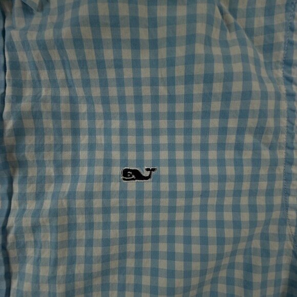 Vineyard Vines Long Sleeve Button Up Shirt Cotton Blue Check Small Slim Whale - Picture 10 of 15